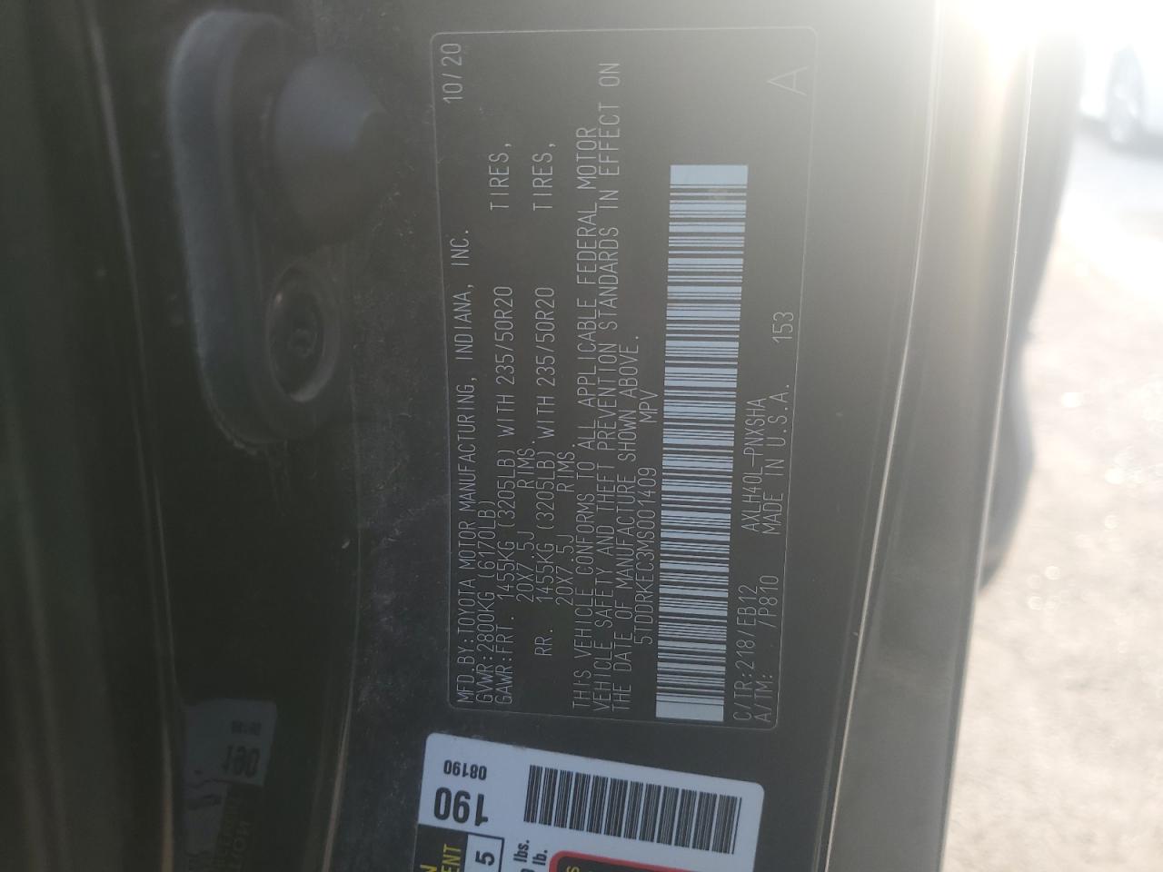 2021 Toyota Sienna Xse VIN: 5TDDRKEC3MS001409 Lot: 80742935