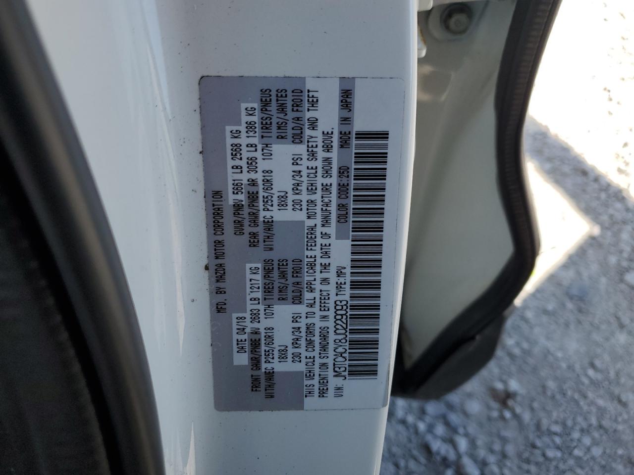 2018 Mazda Cx-9 Touring VIN: JM3TCACY8J0229093 Lot: 80120275