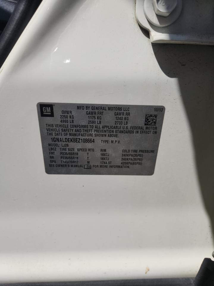 2014 Chevrolet Equinox Ltz VIN: 1GNALDEK8EZ108664 Lot: 80145015