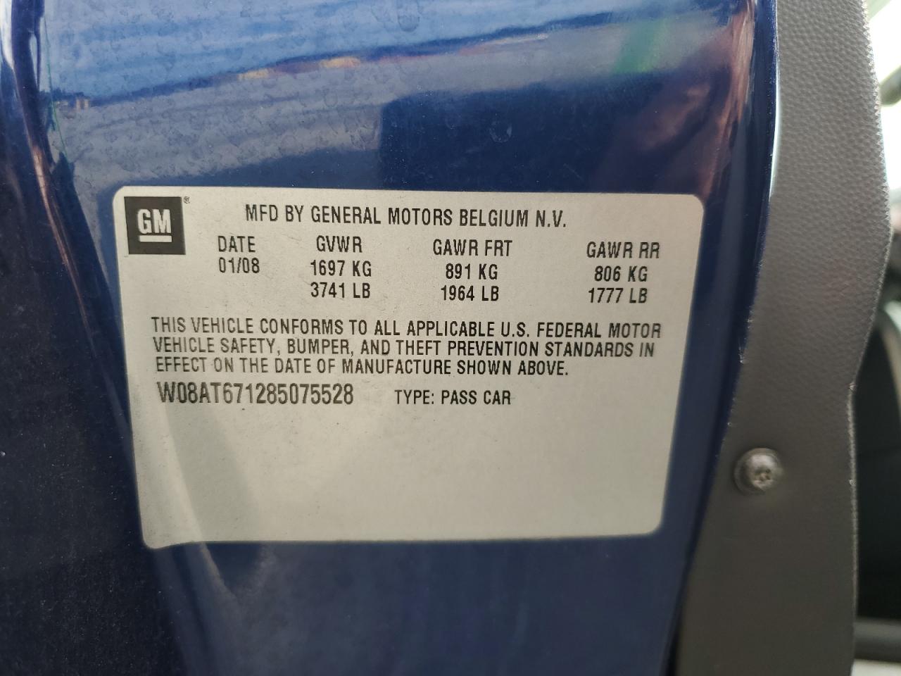 2008 Saturn Astra Xr VIN: W08AT671285075528 Lot: 72052755