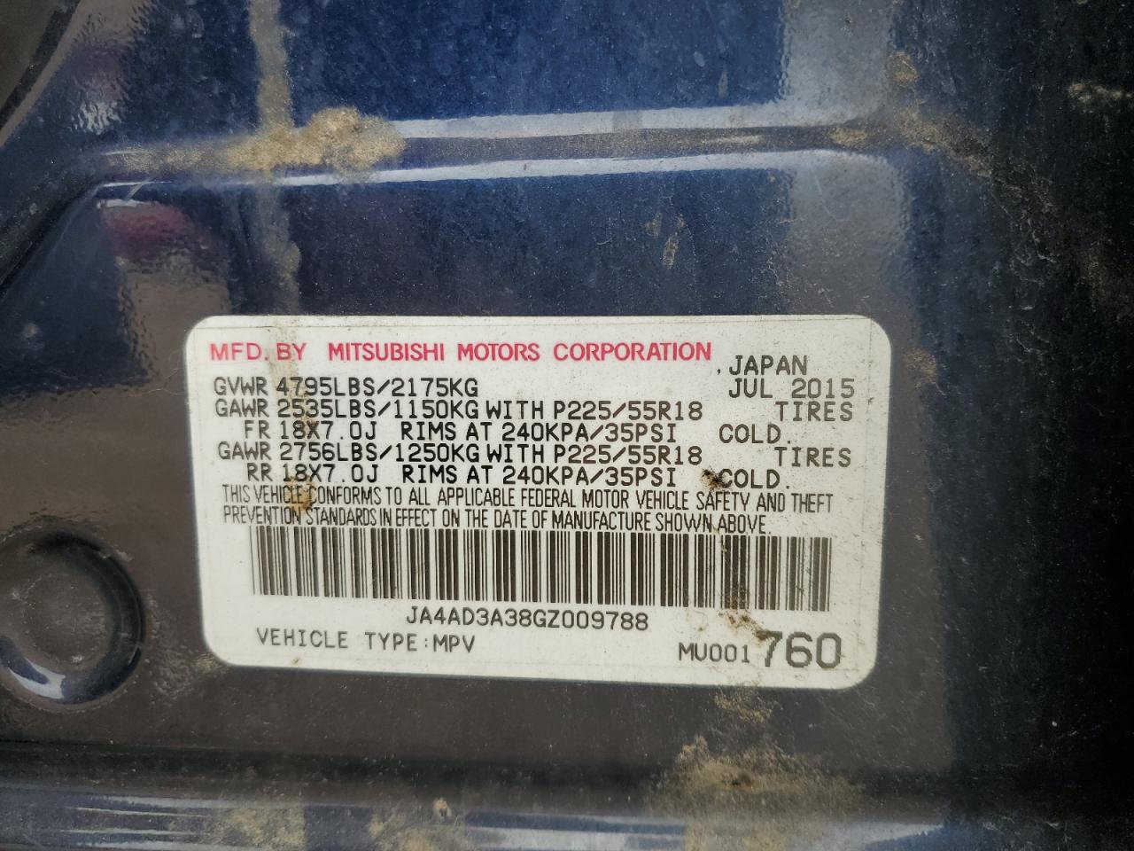 2016 Mitsubishi Outlander Se VIN: JA4AD3A38GZ009788 Lot: 70997285