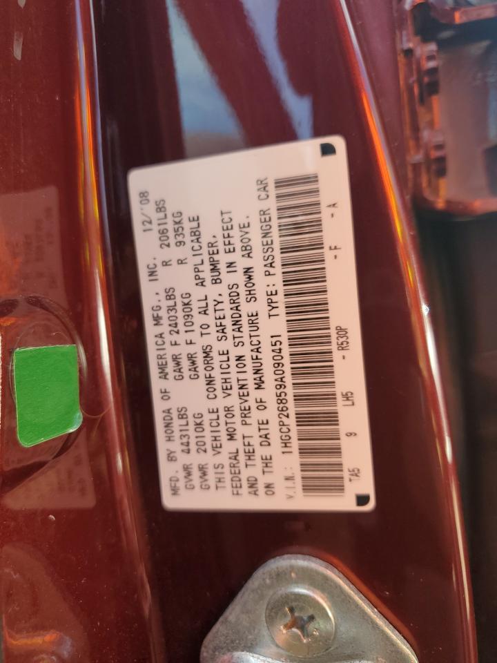 2009 Honda Accord Exl VIN: 1HGCP26859A090451 Lot: 81577385