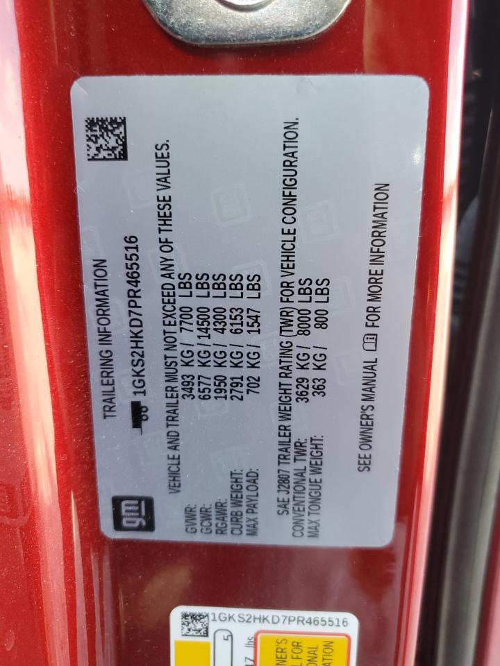 2023 GMC Yukon Xl K1500 At4 VIN: 1GKS2HKD7PR465516 Lot: 84283185