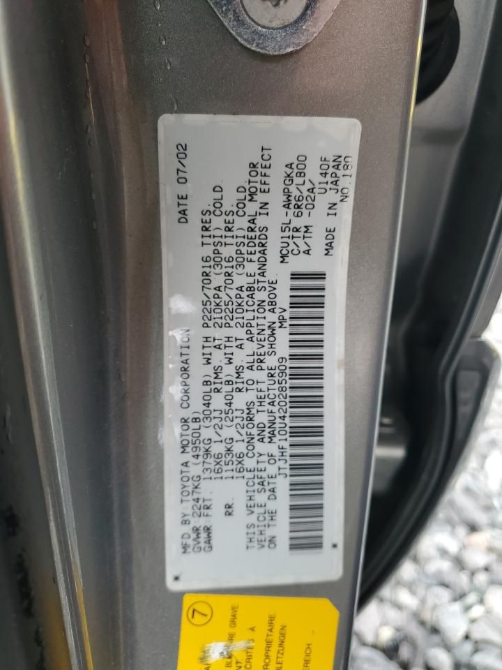 2002 Lexus Rx 300 VIN: JTJHF10U420285909 Lot: 70824215