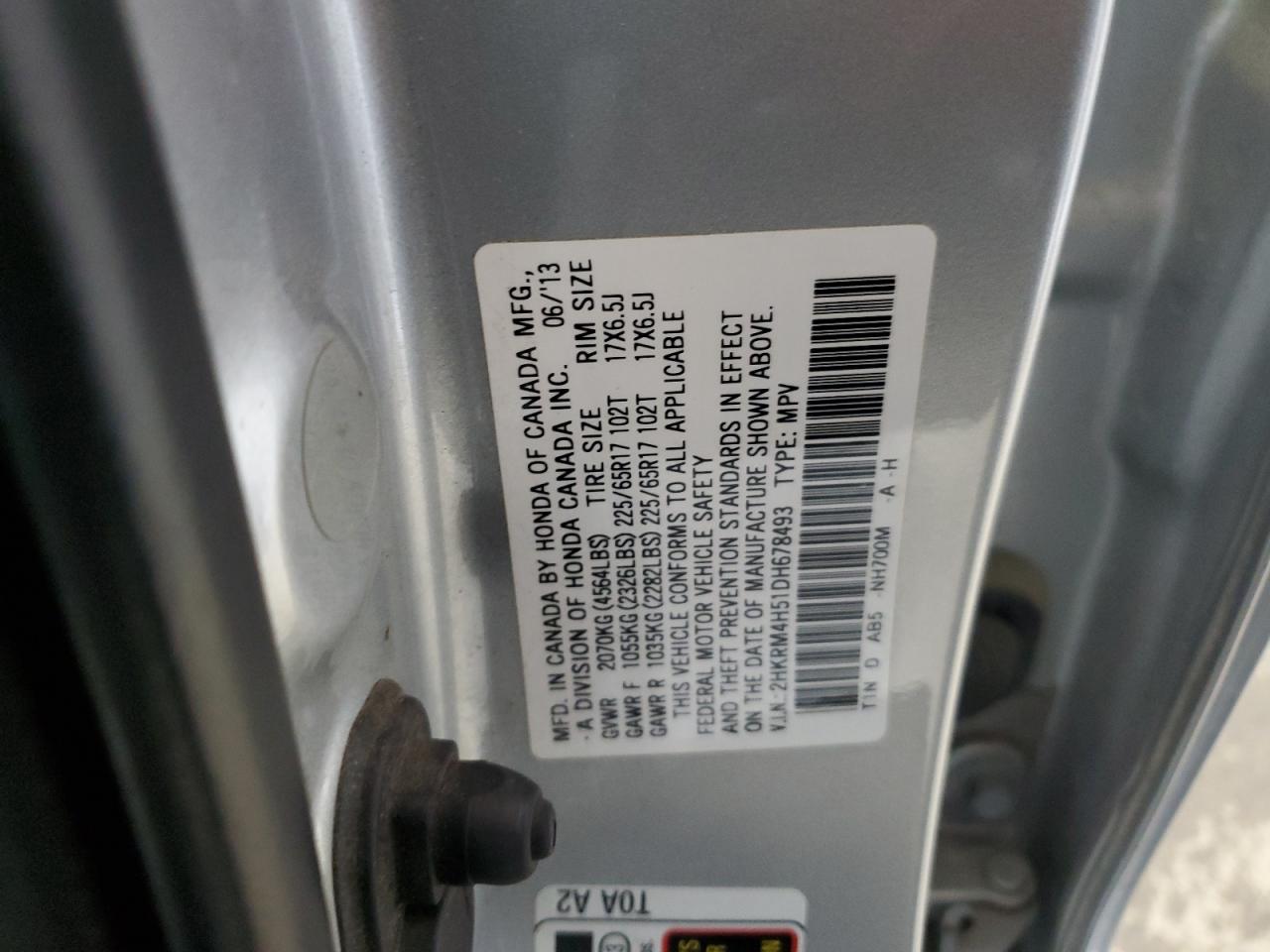 2013 Honda Cr-V Ex VIN: 2HKRM4H51DH678493 Lot: 71897205