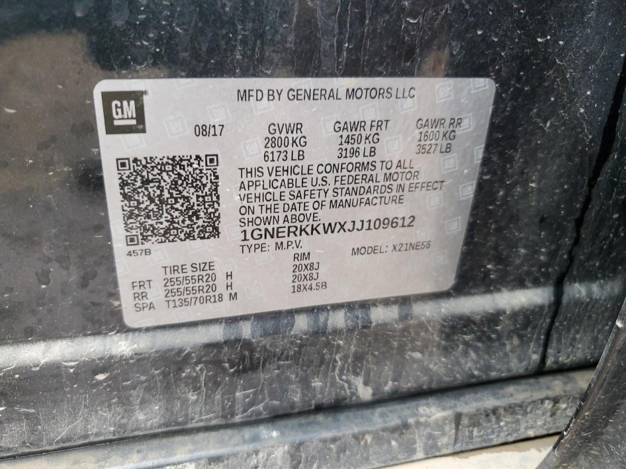 2018 Chevrolet Traverse Premier VIN: 1GNERKKWXJJ109612 Lot: 71265305