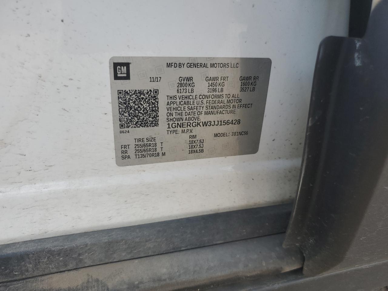 2018 Chevrolet Traverse Lt VIN: 1GNERGKW3JJ156428 Lot: 81460315