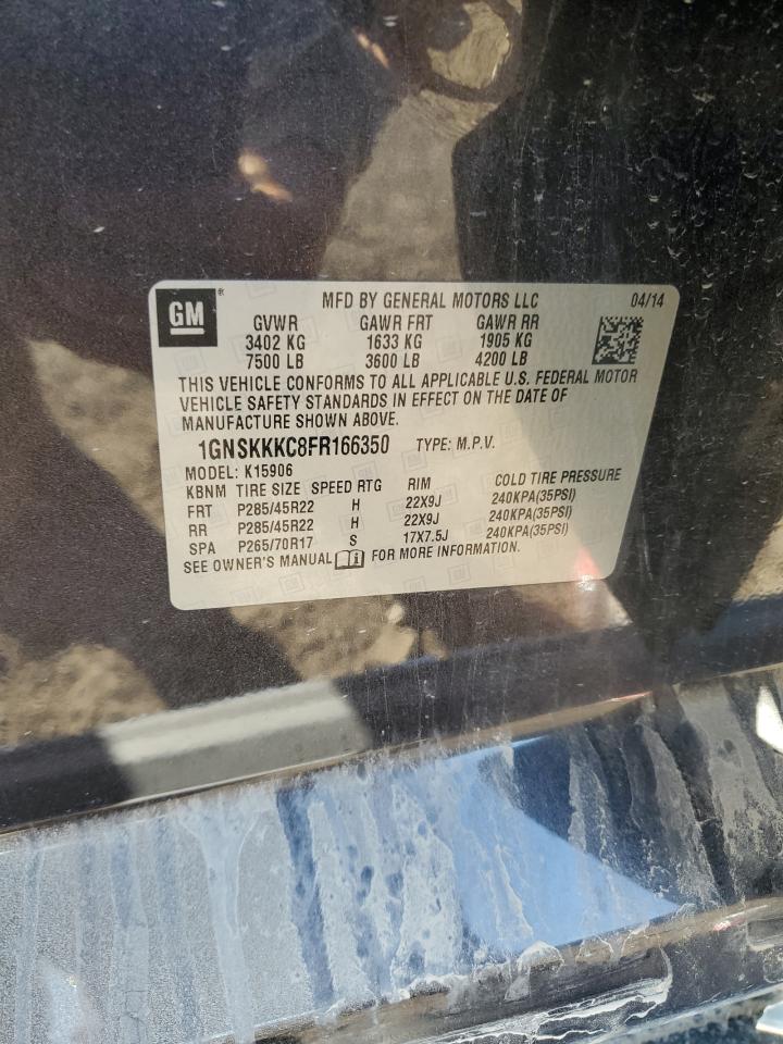 2015 Chevrolet Suburban K1500 Ltz VIN: 1GNSKKKC8FR166350 Lot: 83937745
