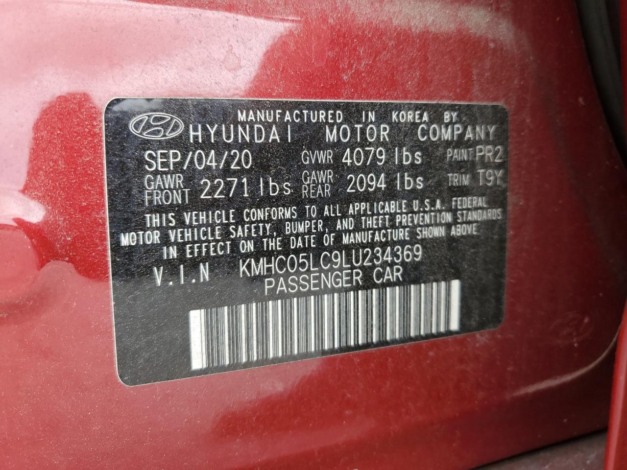 2020 Hyundai Ioniq Limited VIN: KMHC05LC9LU234369 Lot: 81524125