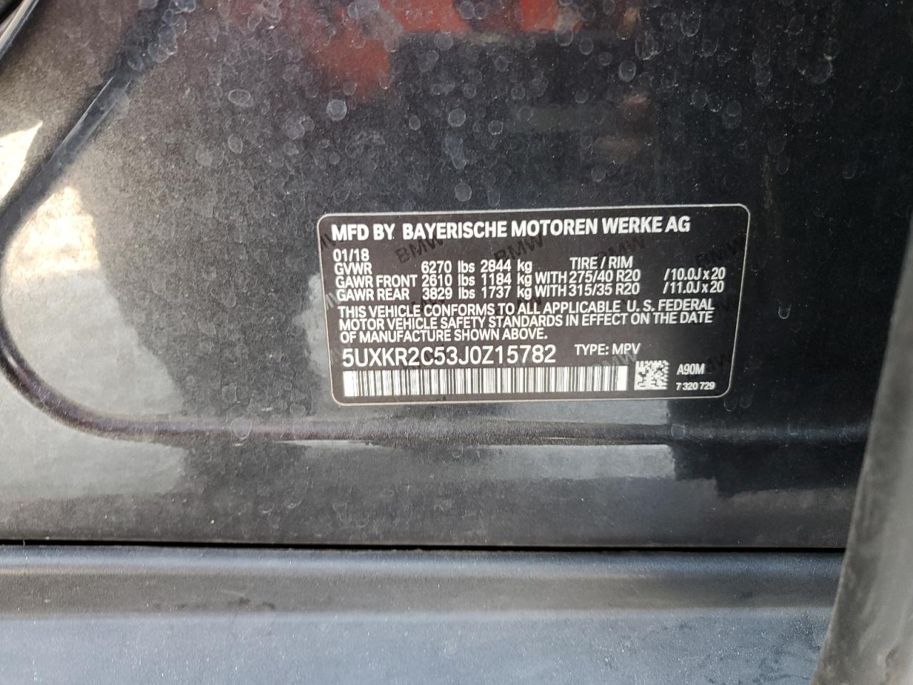 2018 BMW X5 Sdrive35I VIN: 5UXKR2C53J0Z15782 Lot: 80920355
