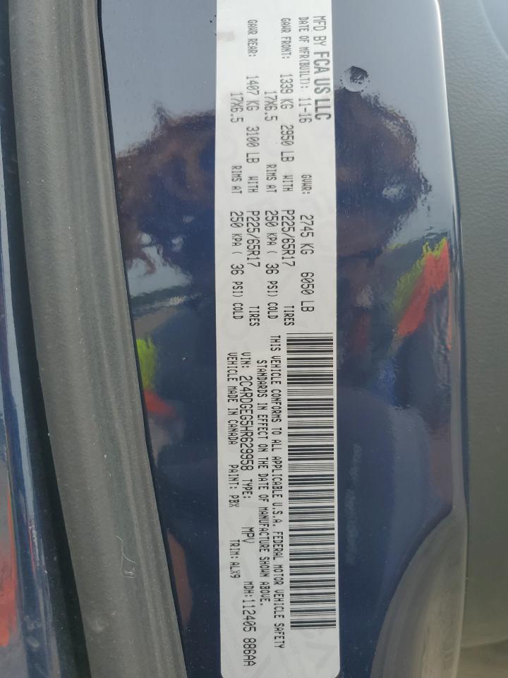 2017 Dodge Grand Caravan Gt VIN: 2C4RDGEG5HR629958 Lot: 81938855