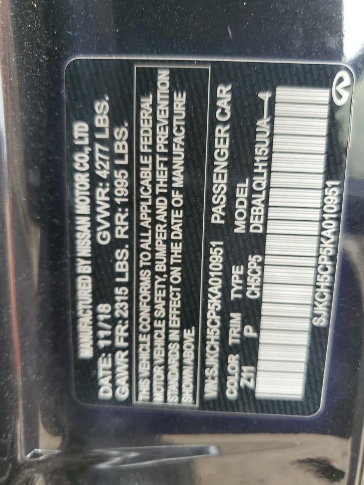 2019 Infiniti Qx30 Pure VIN: SJKCH5CP5KA010951 Lot: 80326085