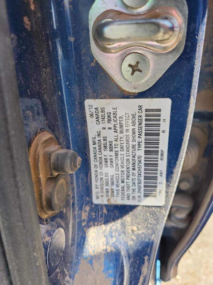 2012 Honda Civic Lx VIN: 2HGFB2F5XCH575470 Lot: 71060015