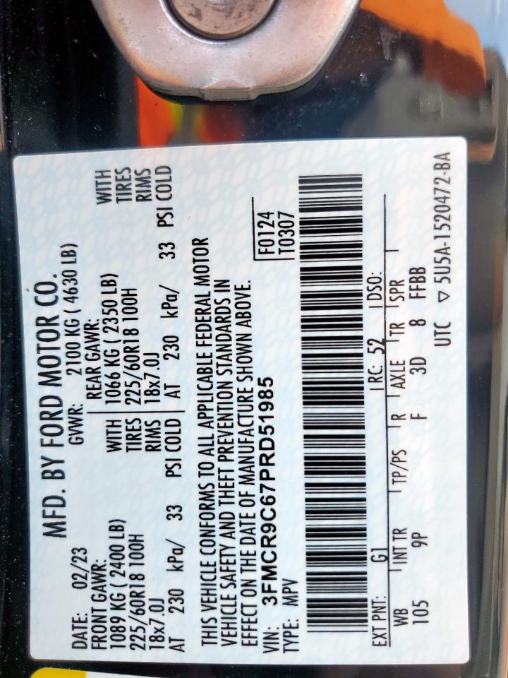 2023 Ford Bronco Sport Outer Banks VIN: 3FMCR9C67PRD51985 Lot: 81127285