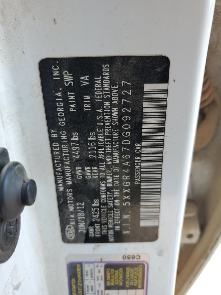 2013 Kia Optima Sx VIN: 5XXGR4A67DG092727 Lot: 84218715