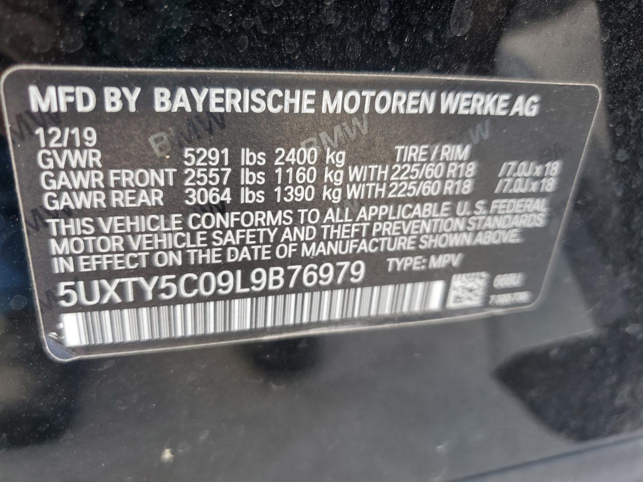 2020 BMW X3 xDrive30I VIN: 5UXTY5C09L9B76979 Lot: 71445835