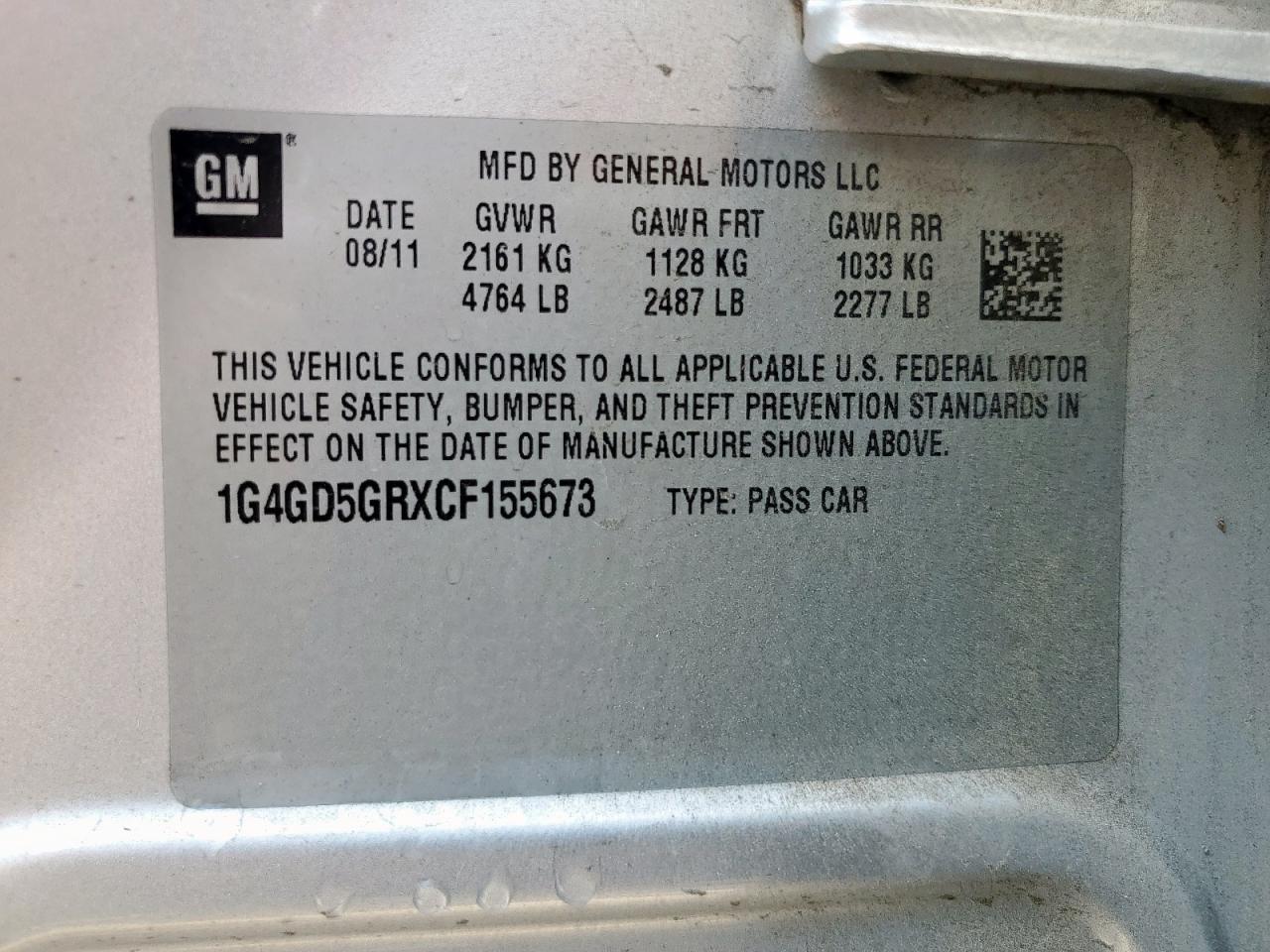 2012 Buick Lacrosse Premium VIN: 1G4GD5GRXCF155673 Lot: 80816475