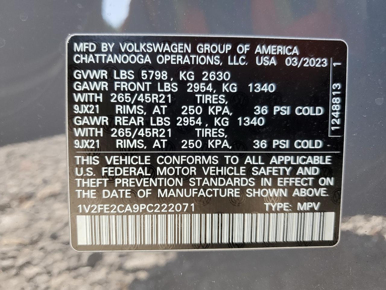 2023 Volkswagen Atlas Cross Sport Sel Premium R-Line VIN: 1V2FE2CA9PC222071 Lot: 71977845