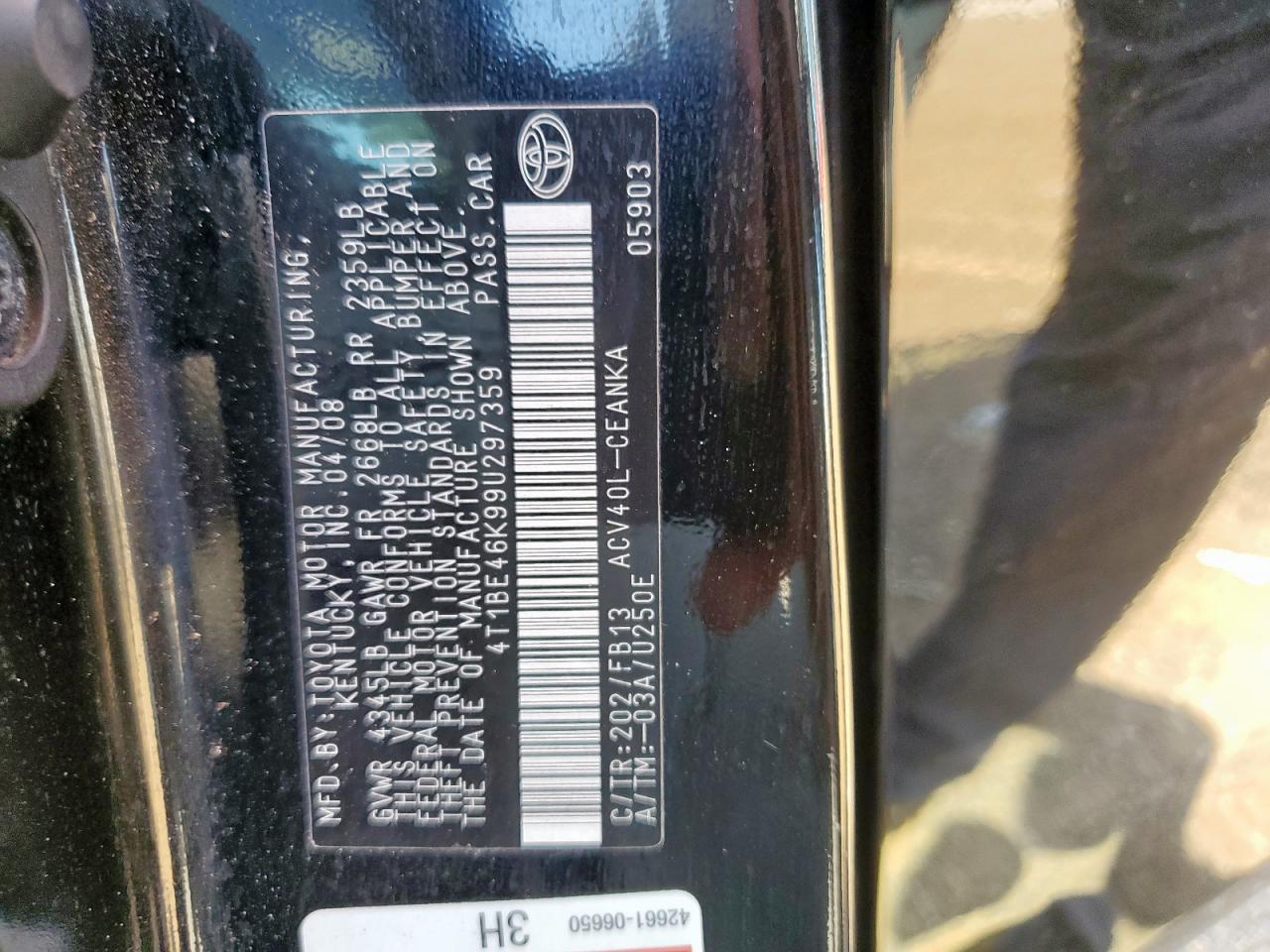 2009 Toyota Camry Base VIN: 4T1BE46K99U297359 Lot: 81815585