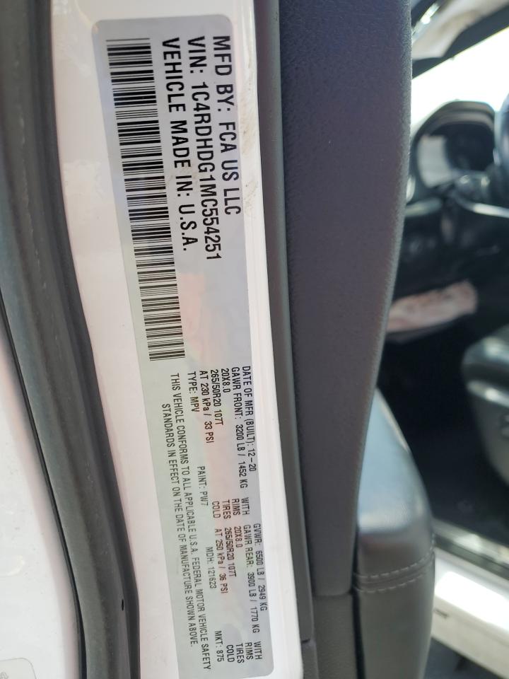 2021 Dodge Durango Gt VIN: 1C4RDHDG1MC554251 Lot: 71089425