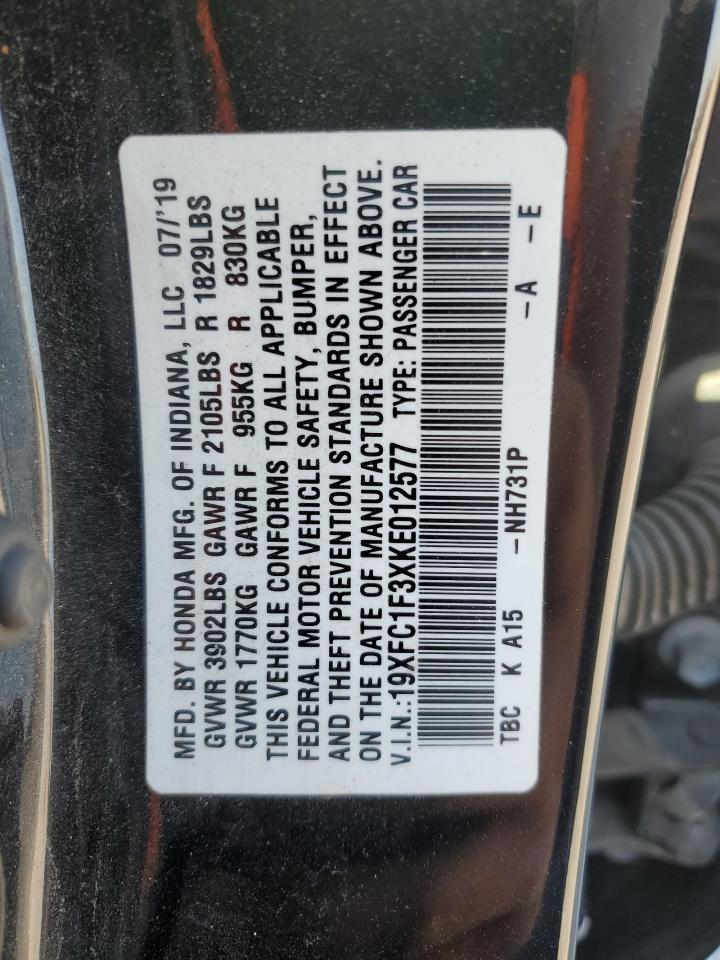 2019 Honda Civic Ex VIN: 19XFC1F3XKE012577 Lot: 71984465