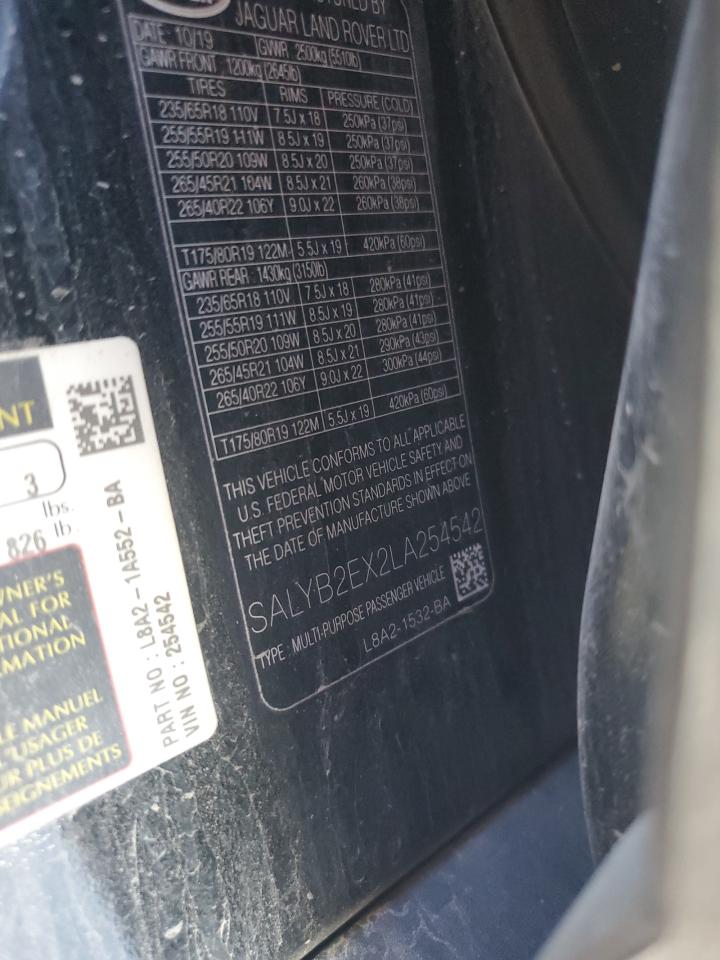 2020 Land Rover Range Rover Velar S VIN: SALYB2EX2LA254542 Lot: 80529085