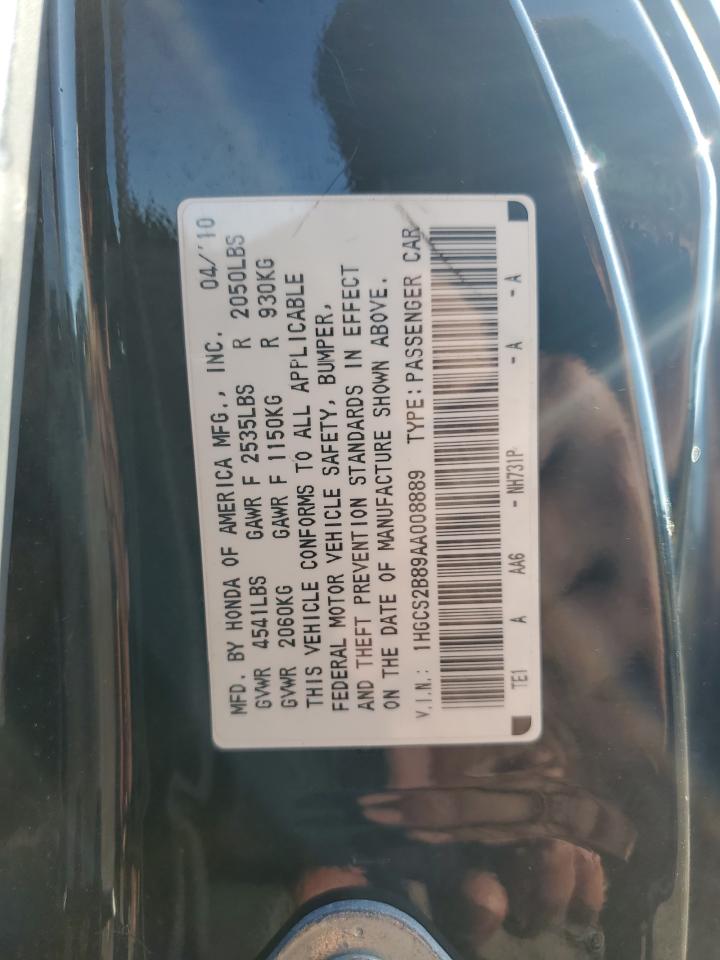 2010 Honda Accord Exl VIN: 1HGCS2B89AA008889 Lot: 84226885