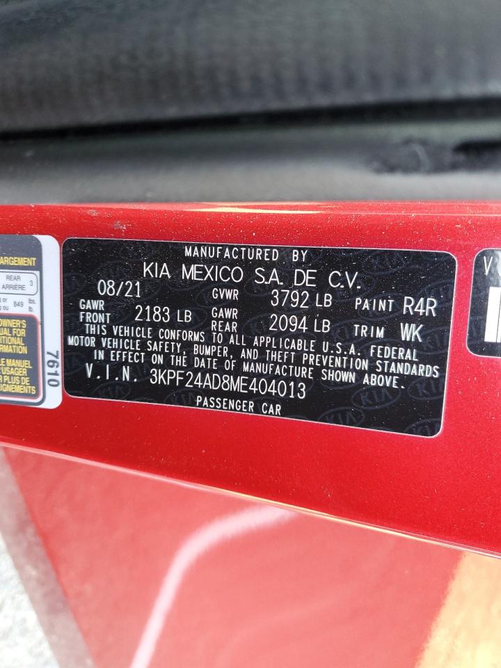 2021 Kia Forte Fe VIN: 3KPF24AD8ME404013 Lot: 81060855