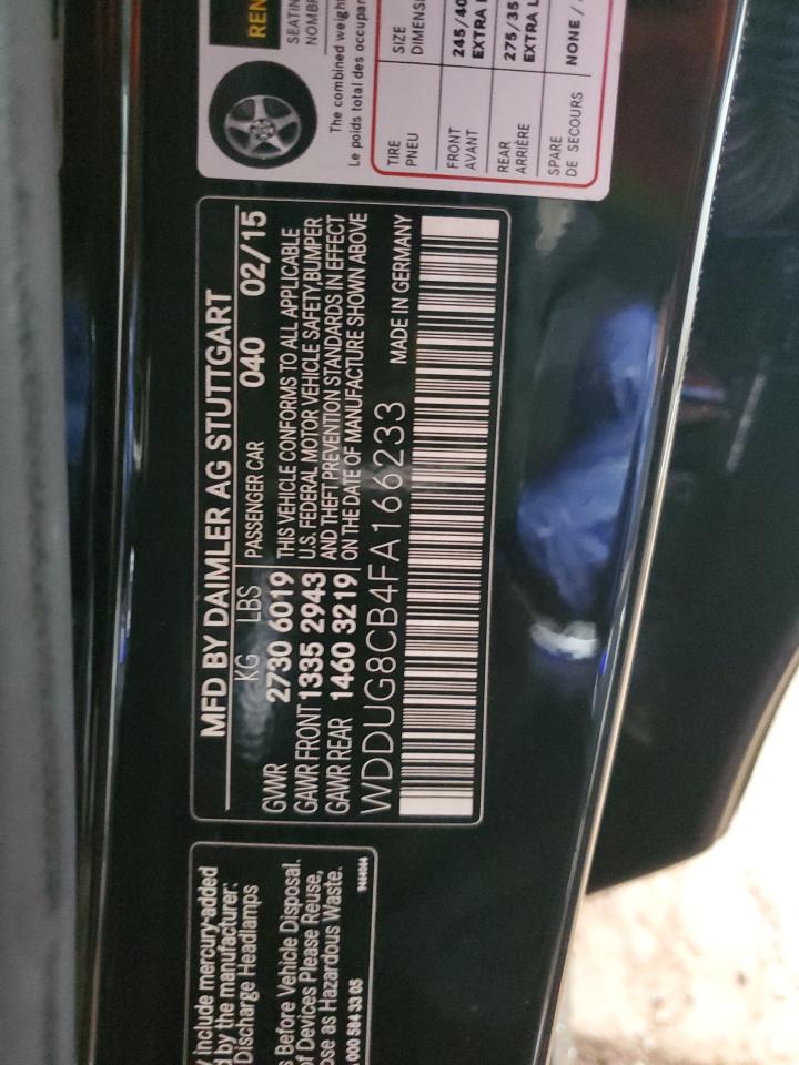 2015 Mercedes-Benz S 550 VIN: WDDUG8CB4FA166233 Lot: 84254435