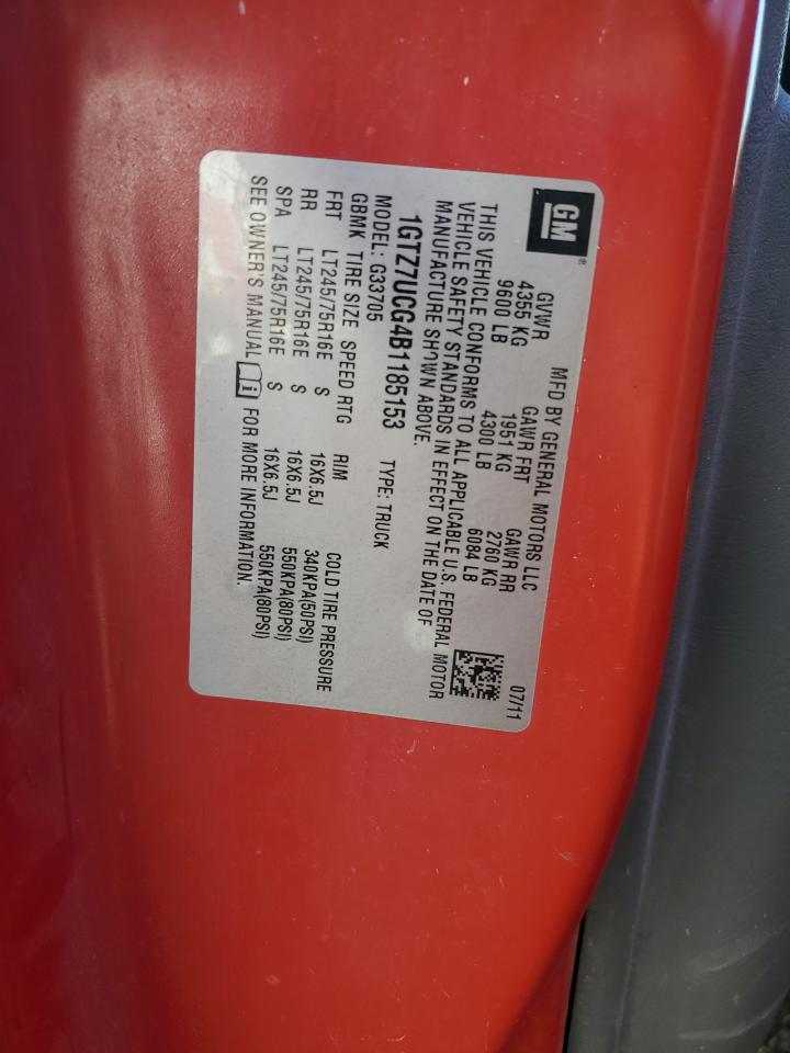 2011 GMC Savana G3500 VIN: 1GTZ7UCG4B1185153 Lot: 81434505