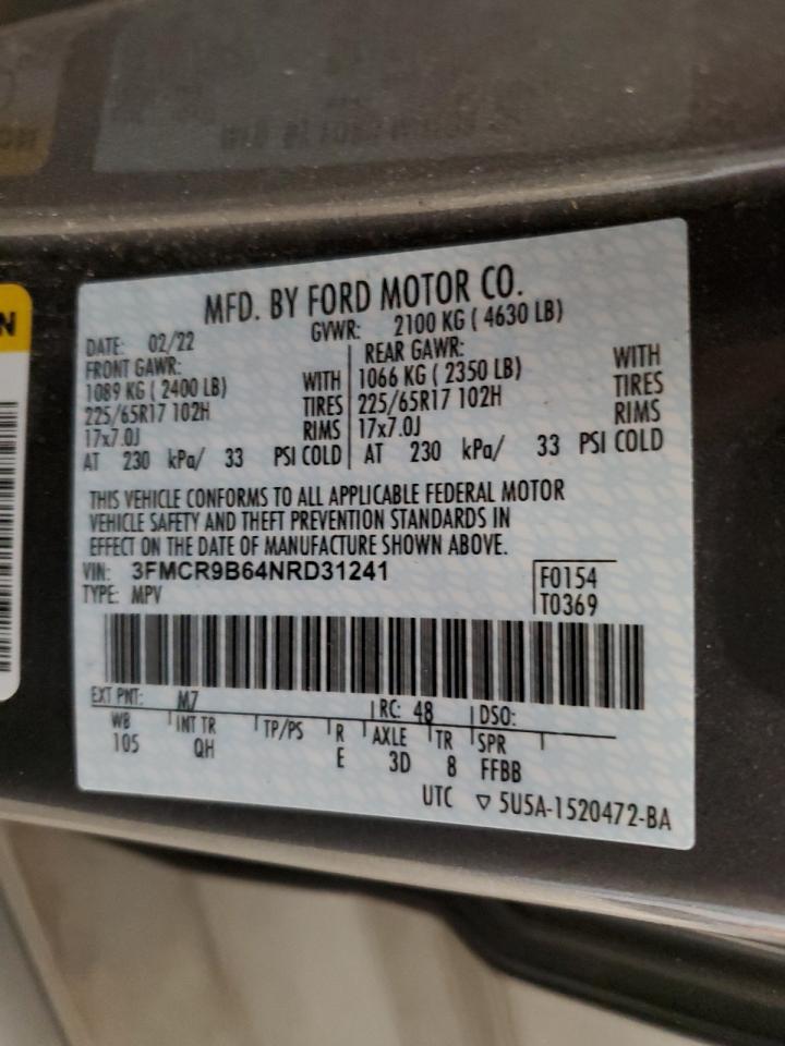 2022 Ford Bronco Sport Big Bend VIN: 3FMCR9B64NRD31241 Lot: 81016735