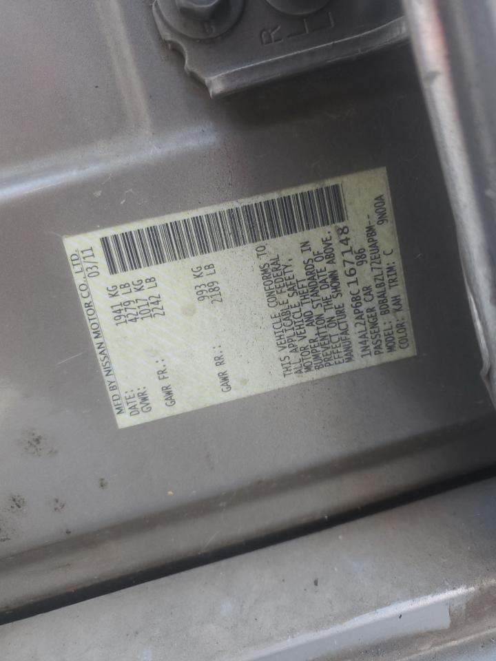 2011 Nissan Altima Base VIN: 1N4AL2AP6BC167148 Lot: 84240605