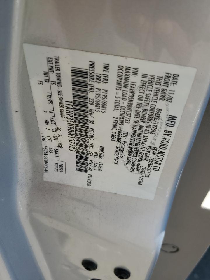 2008 Ford Focus Se VIN: 1FAHP35N98W137733 Lot: 80922265