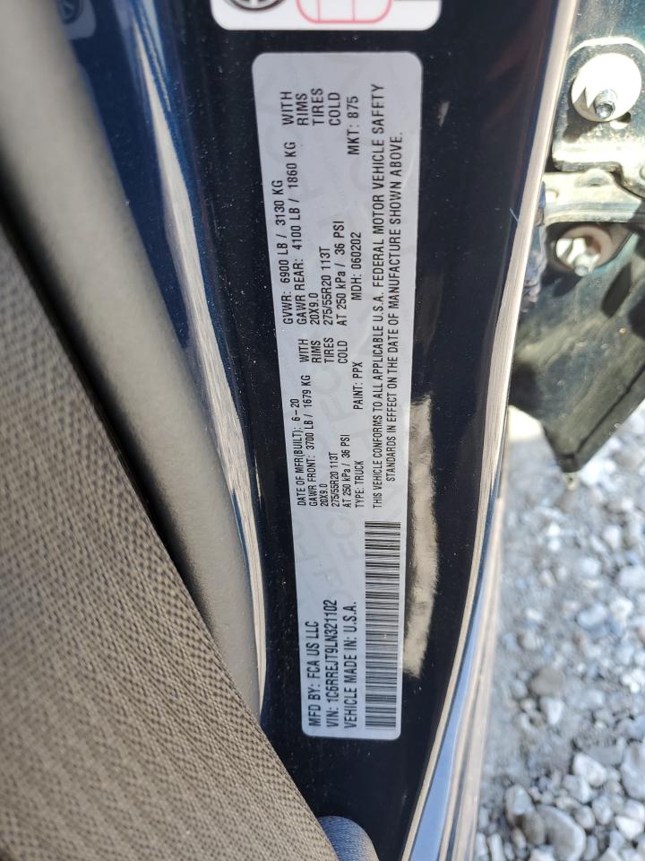 2020 Ram 1500 Laramie VIN: 1C6RREJT9LN321102 Lot: 84399515