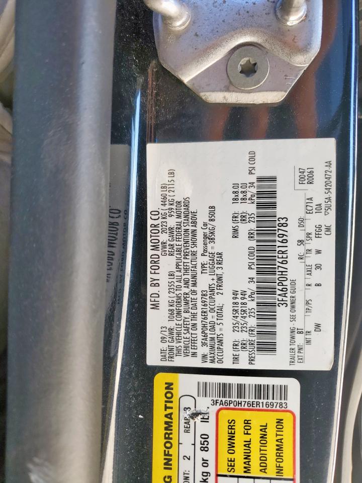 2014 Ford Fusion Se VIN: 3FA6P0H76ER169783 Lot: 81794225