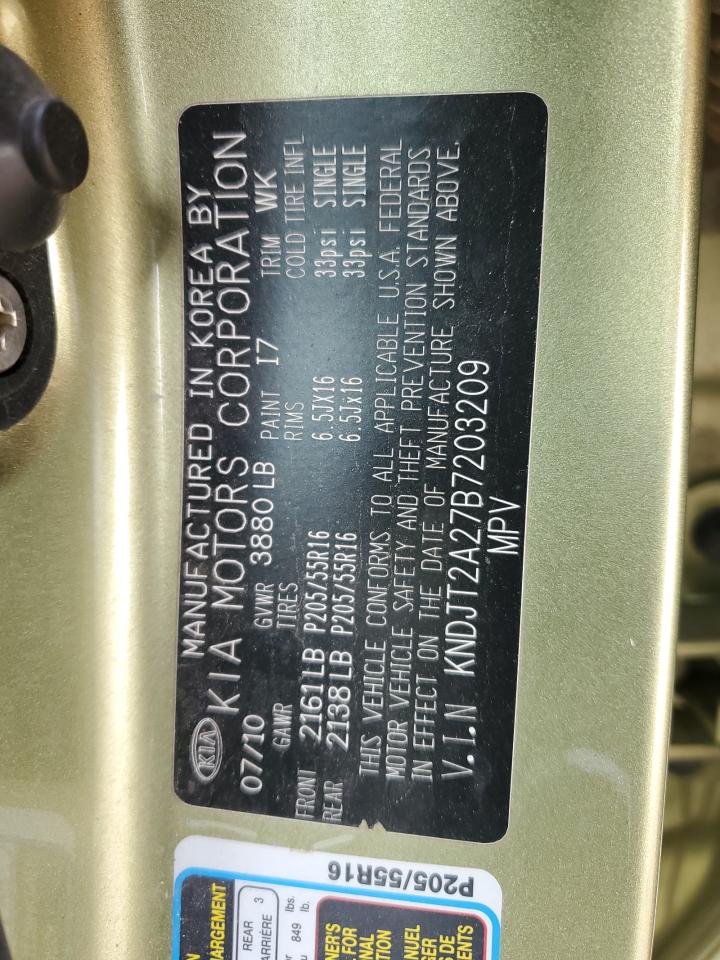 2011 Kia Soul + VIN: KNDJT2A27B7203209 Lot: 80856555