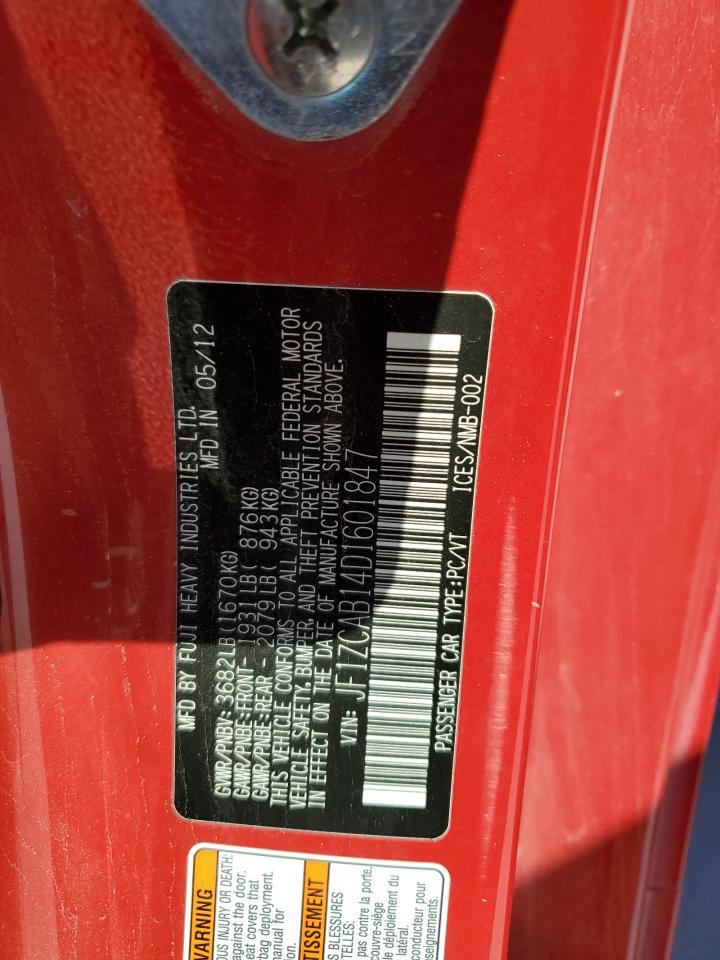 2013 Subaru Brz 2.0 Premium VIN: JF1ZCAB14D1601847 Lot: 80844685