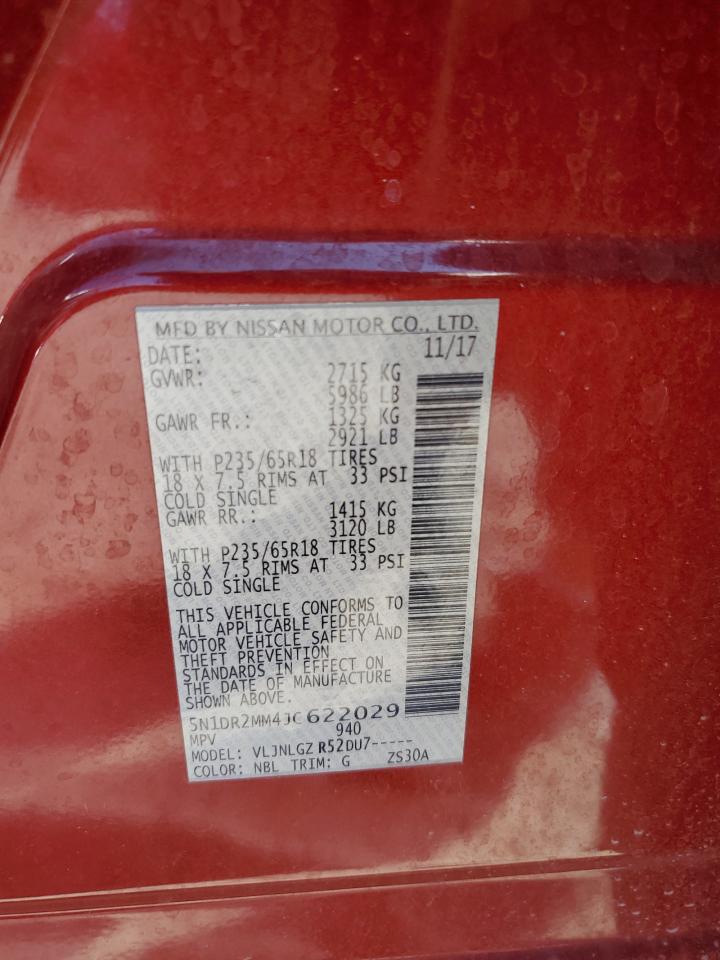 2018 Nissan Pathfinder S VIN: 5N1DR2MM4JC622029 Lot: 83844825