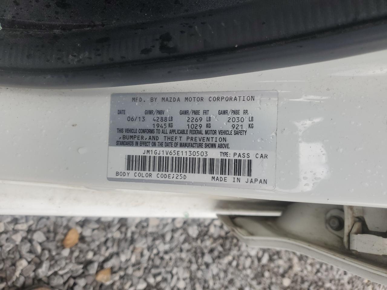 2014 Mazda 6 Touring VIN: JM1GJ1V65E1130503 Lot: 70922755