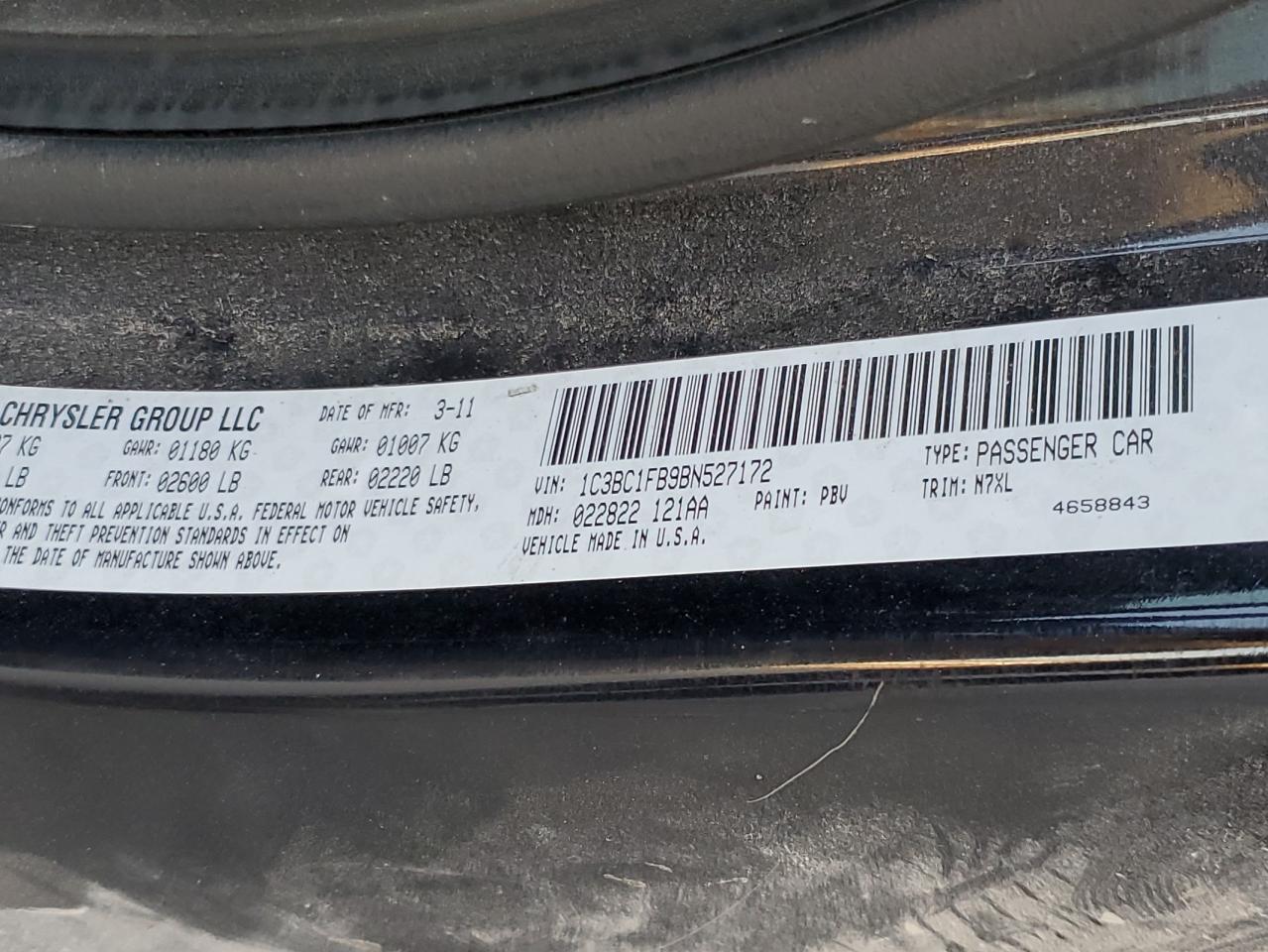 2011 Chrysler 200 Touring VIN: 1C3BC1FB9BN527172 Lot: 84298315