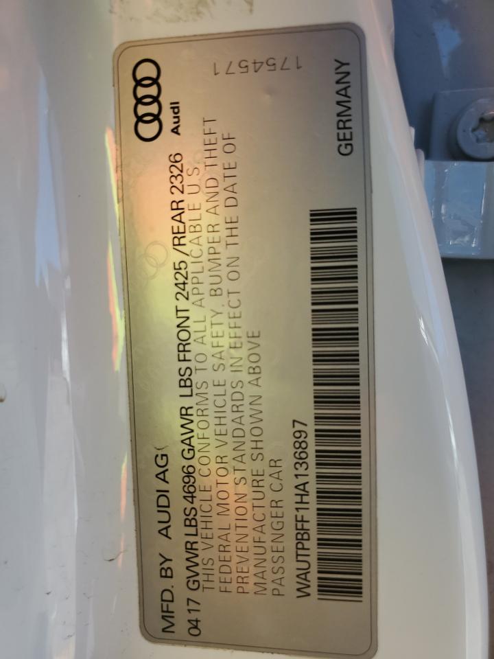 2017 Audi A3 E-Tron Premium Plus VIN: WAUTPBFF1HA136897 Lot: 81698235