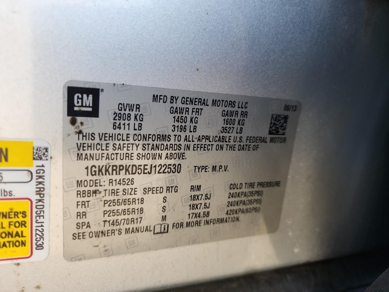 2014 GMC Acadia Sle VIN: 1GKKRPKD5EJ122530 Lot: 80275735