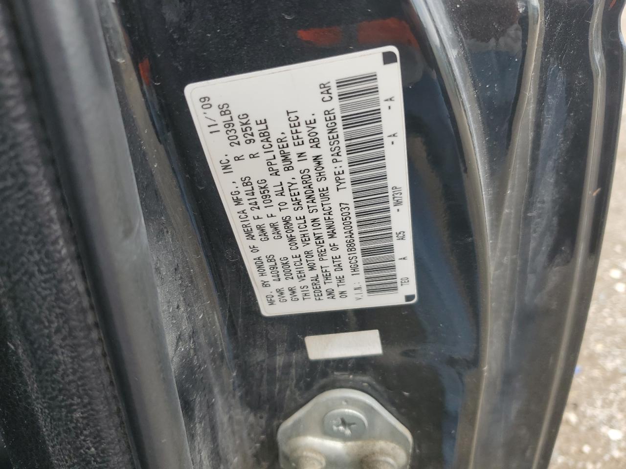 2010 Honda Accord Exl VIN: 1HGCS1B86AA005037 Lot: 81513425