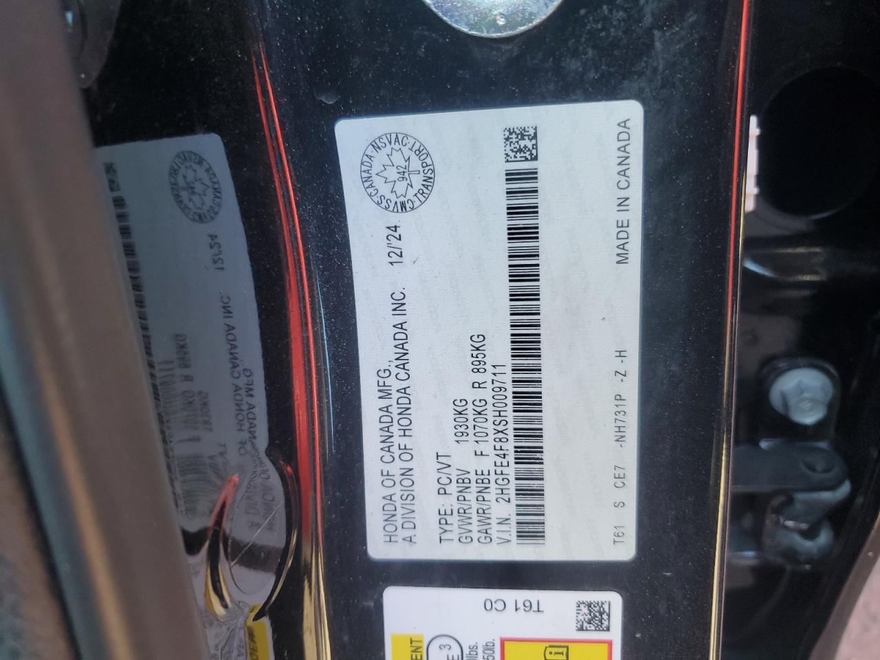 2025 Honda Civic Sport VIN: 2HGFE4F8XSH009711 Lot: 81367975