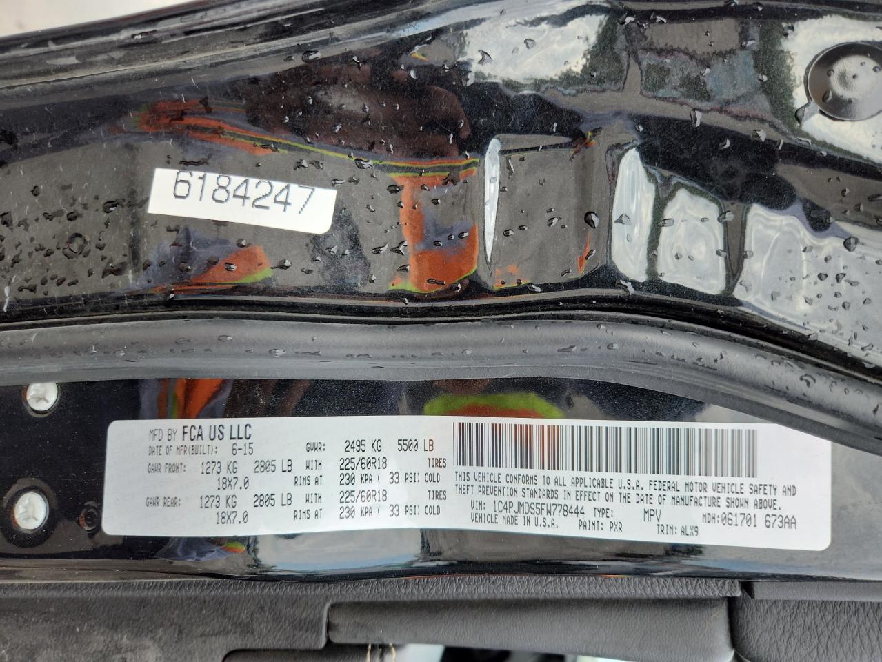 2015 Jeep Cherokee Limited VIN: 1C4PJMDS5FW778444 Lot: 83814215