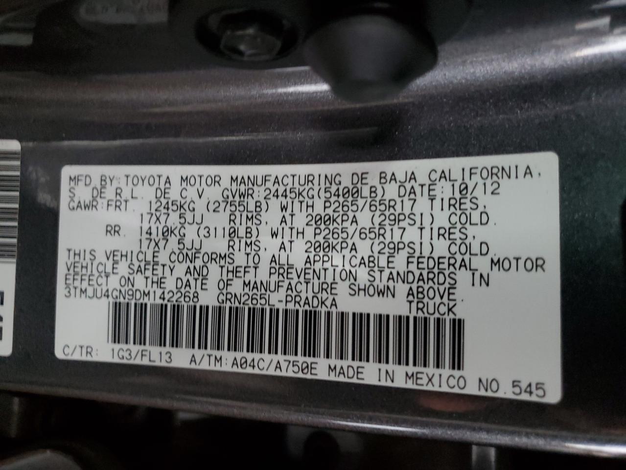 2013 Toyota Tacoma Double Cab Prerunner VIN: 3TMJU4GN9DM142268 Lot: 84411245