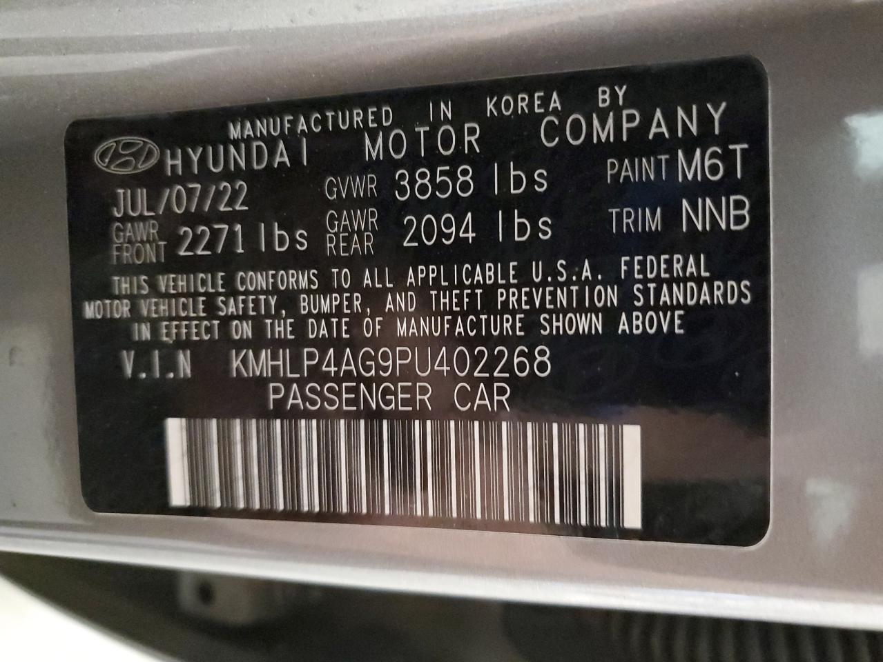 2023 Hyundai Elantra Limited VIN: KMHLP4AG9PU402268 Lot: 81453675