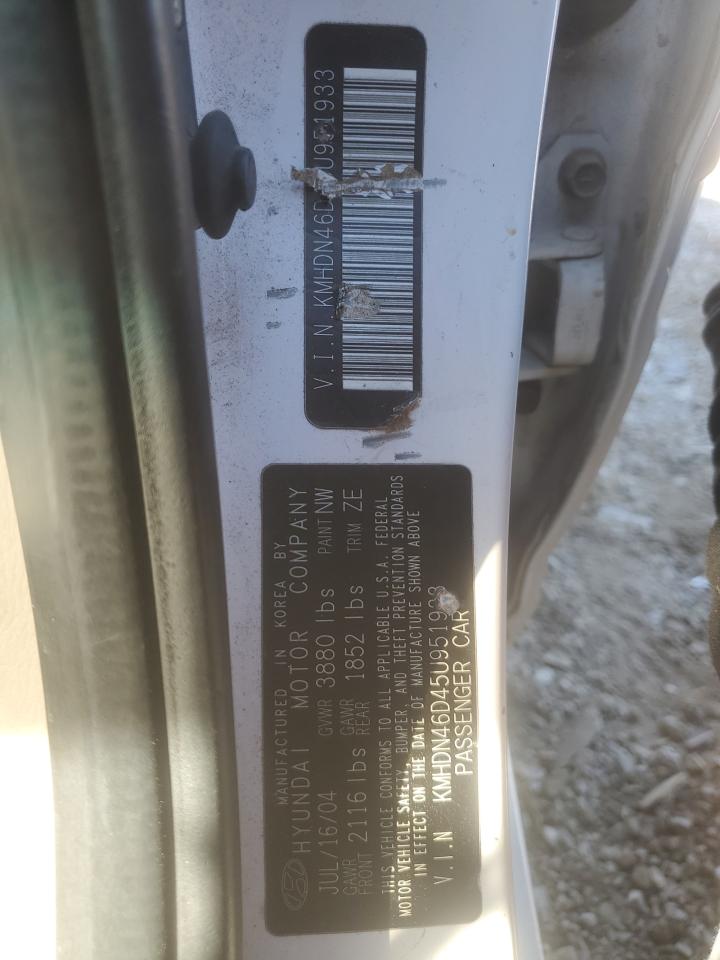 2005 Hyundai Elantra Gl VIN: 951933 Lot: 84283615