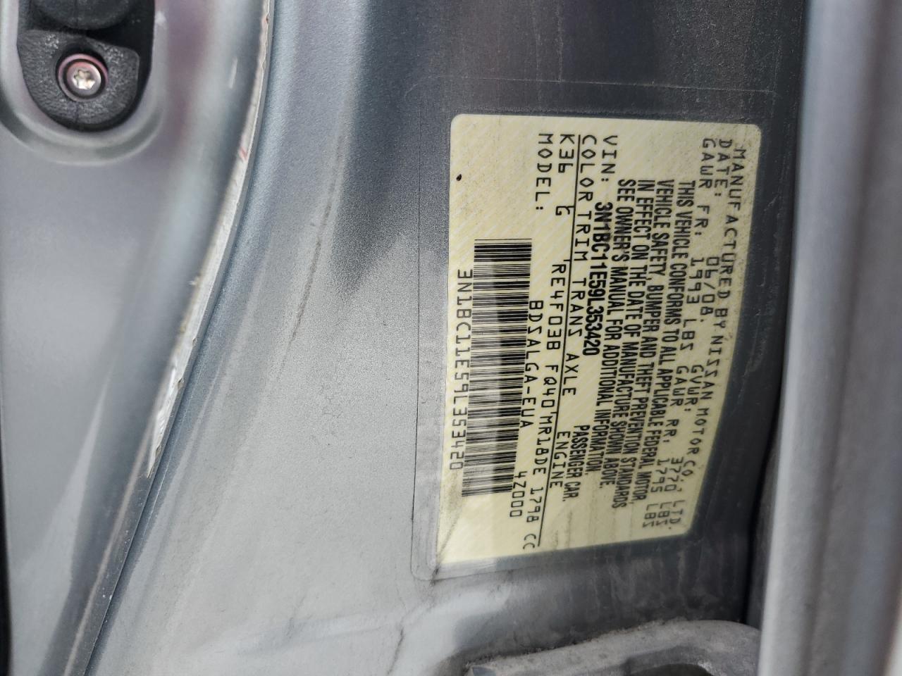 2009 Nissan Versa S VIN: 3N1BC11E59L353420 Lot: 81582345