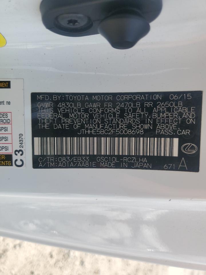 2015 Lexus Rc 350 VIN: JTHHE5BC2F5008698 Lot: 81299685